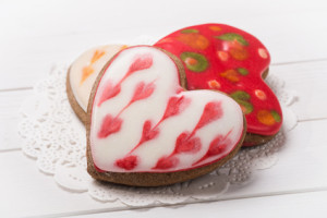 Cookies in the form of heart on a paper napkin